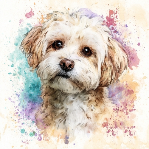 Panel welurowy Jasny maltipoo 2 malowany