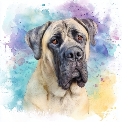 Panel welurowy Mastiff angielski 2 malowany