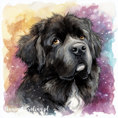 Panel welurowy Nowofundland 4 malowany