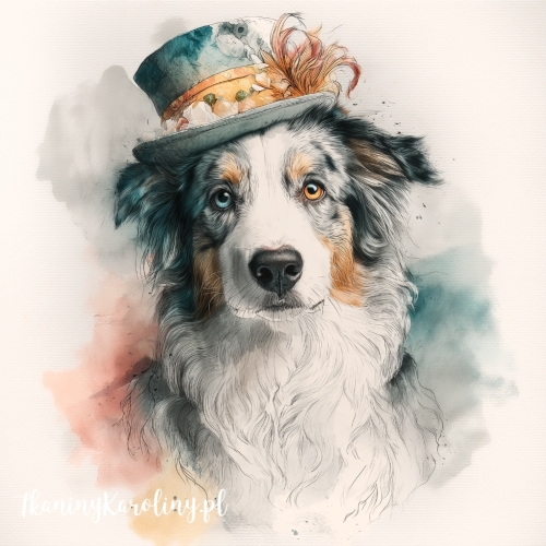 Panel welurowy Owczarek australijski 3 malowany [6-8]