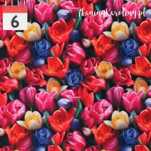 OD RĘKI WELUR TAPICERSKI DRUKOWANY Tulipany kolorowe