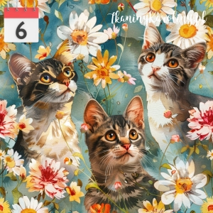 OD RĘKI WELUR TAPICERSKI Koty w stokrotkach