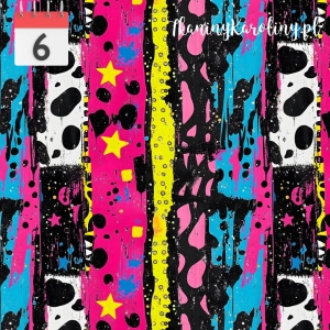 OD RĘKI WELUR TAPICERSKI Neonowa abstrakcja pasy z czarnymi plamami