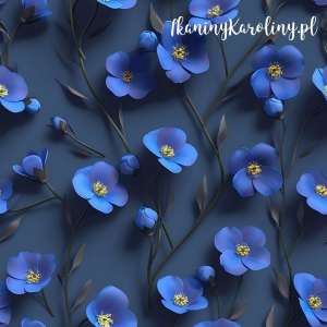 OD RĘKI WELUR TAPICERSKI DRUKOWANY Kwiat niezapominajki