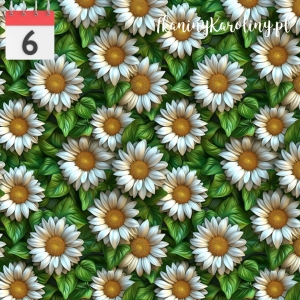 OD RĘKI WELUR TAPICERSKI Stokrotki 3D z liśćmi