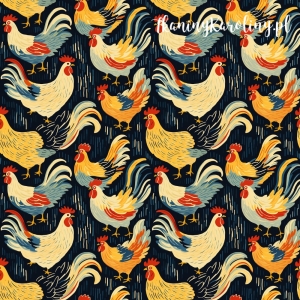 OD RĘKI WELUR TAPICERSKI Koguty 12 - żółto-pomarańczowe w deszczu