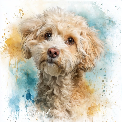 OD RĘKI Panel welurowy 40x40 Jasny maltipoo 1 malowany