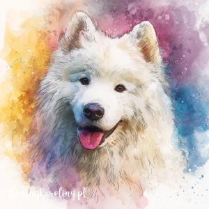 OD RĘKI Panel welurowy 40x40 cm Samoyed 2 malowany