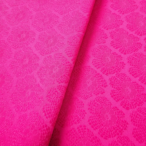 ŻAKARD WODOODPORNY Kwiaty 3D Różowy ciemny