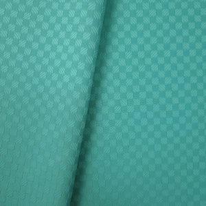 ŻAKARD WODOODPORNY Kwadraciki małe tłoczone turkusowy