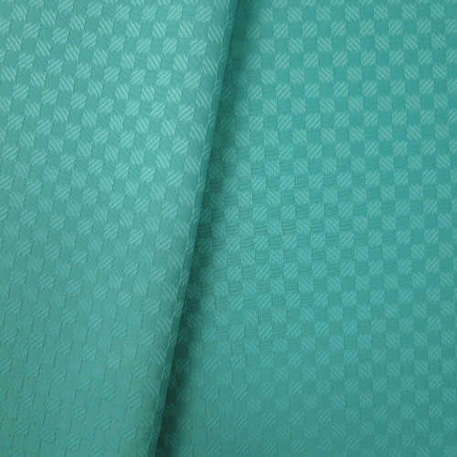 ŻAKARD WODOODPORNY Kwadraciki małe tłoczone turkusowy