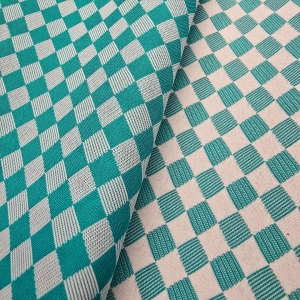 ŻAKARD WODOODPORNY Rombiki szachownica niebieska turkusowa