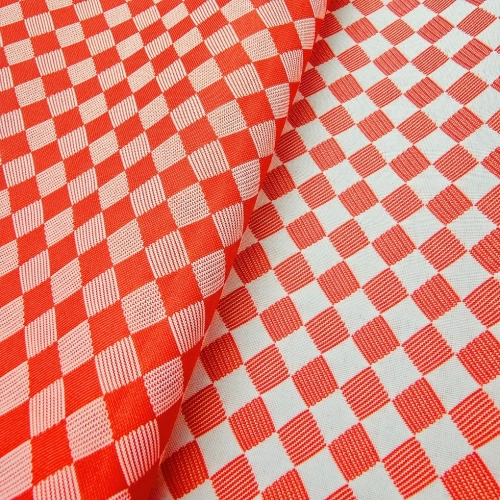 ŻAKARD WODOODPORNY Rombiki szachownica pomarańczowa