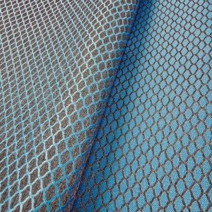 ŻAKARD WODOODPORNY Siateczka drobna niebieska na grafitowym