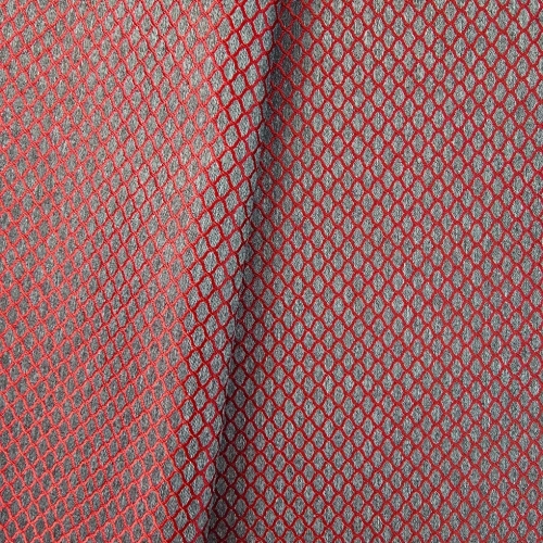 ŻAKARD WODOODPORNY Siateczka drobna czerwona na grafitowym