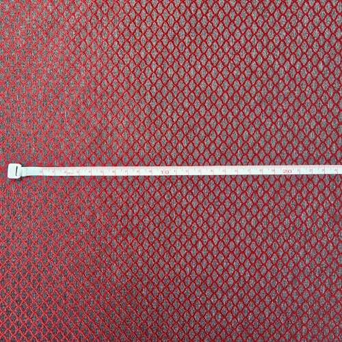 ŻAKARD WODOODPORNY Siateczka drobna czerwona na grafitowym