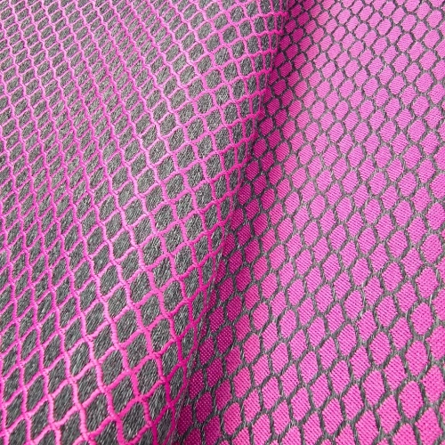 ŻAKARD WODOODPORNY Siateczka drobna różowa na grafitowym