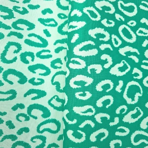 ŻAKARD WODOODPORNY Panterka zielona turkusowa