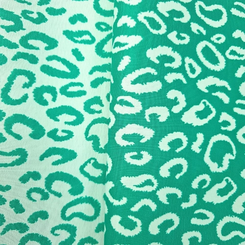 ŻAKARD WODOODPORNY Panterka zielona turkusowa