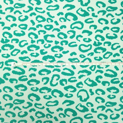 ŻAKARD WODOODPORNY Panterka zielona turkusowa