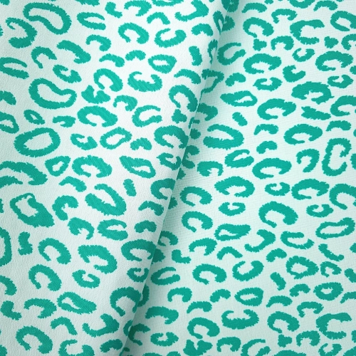 ŻAKARD WODOODPORNY Panterka zielona turkusowa