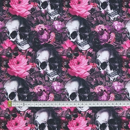 TKANINA WODOODPORNA Kwiaty i czaszki