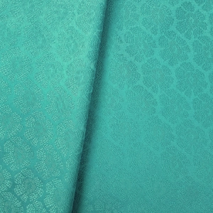 ŻAKARD WODOODPORNY Kwiaty 3D turkusowo - miętowe