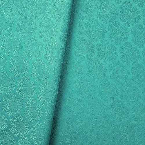 ŻAKARD WODOODPORNY Kwiaty 3D turkusowo - miętowe