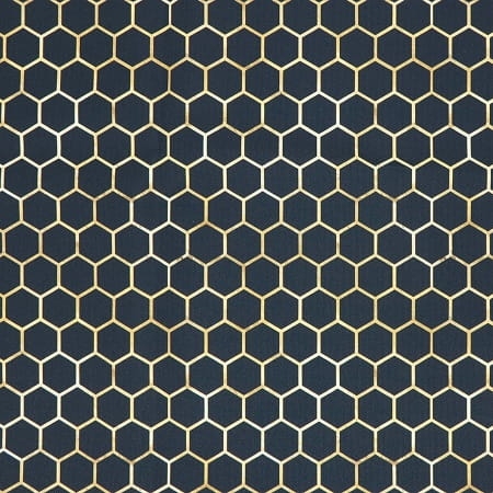 TKANINA WODOODPORNA Złoty plaster miodu na czarnym [6-8]