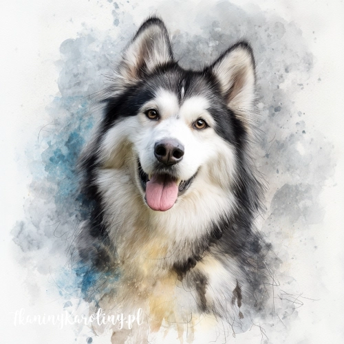 Panel welurowy Alaskan malamute 2 malowany (Rozmiar panelu: 50 x 50)