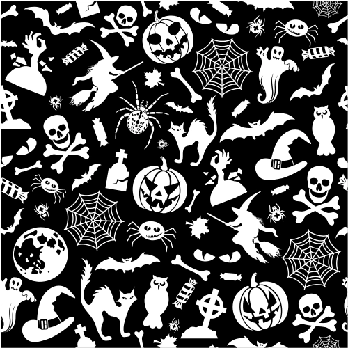 TKANINA WODOODPORNA OXFORD Halloweenowe grafiki na czarnym tle