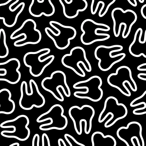 Tkanina OXFORD wodoodporna Zęby na czarnym tle [na zamówienie]