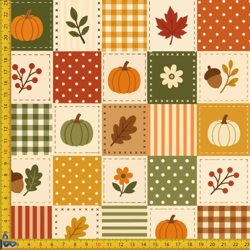 Tkanina OXFORD wodoodporna Jesienna krata patchwork