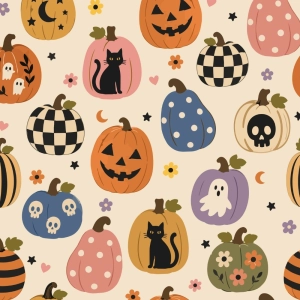 Tkanina OXFORD wodoodporna Dynie halloweenowe [na zamówienie]