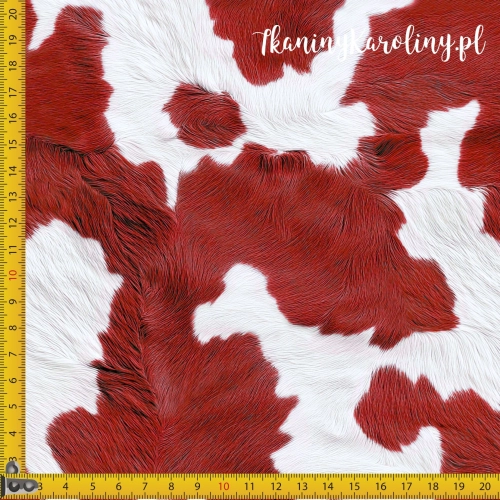 WELUR TAPICERSKI Krowie łaty - bordo [6-8]