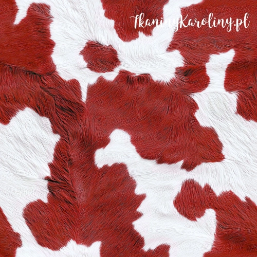 Welur tapicerski Krowie łaty - bordo (druk na zamówienie)