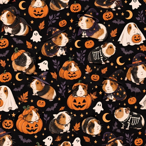 Świnki morskie halloween na czarnym
