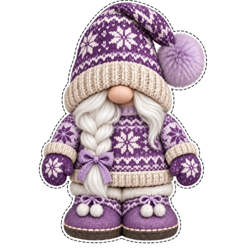 Panel welurowy Skrzat zimowy w sweterku fioletowy - panel do wycięcia