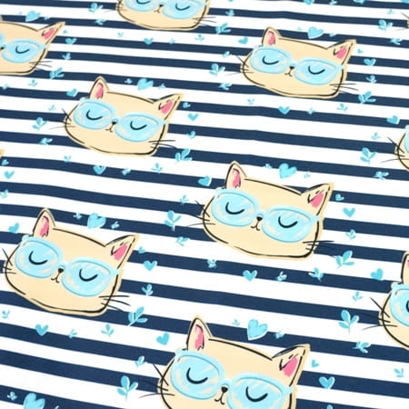 TKANINA WODOODPORNA Koty turkusowe na pasach [6-8]