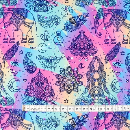 TKANINA WODOODPORNA Wzór indyjski fluo