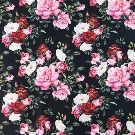 TKANINA WODOODPORNA Róże na czarnym tle