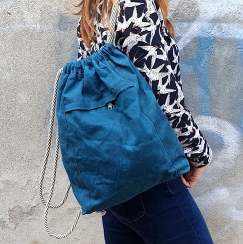 Wykrój - worko-plecak z ukrytą kieszenią