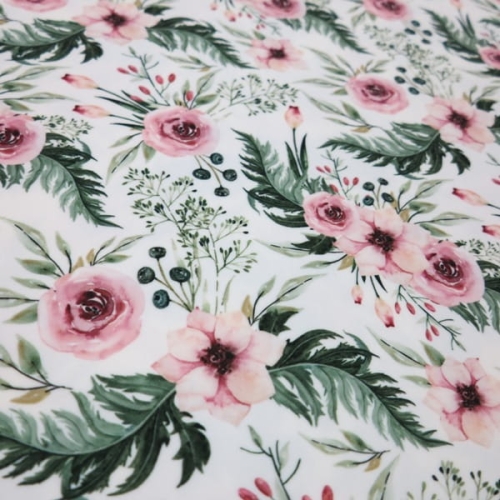 WELUR TAPICERSKI Polne kwiaty i róże na białym [6-8]