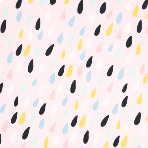 TKANINA WODOODPORNA Krople na różowym [6-8]